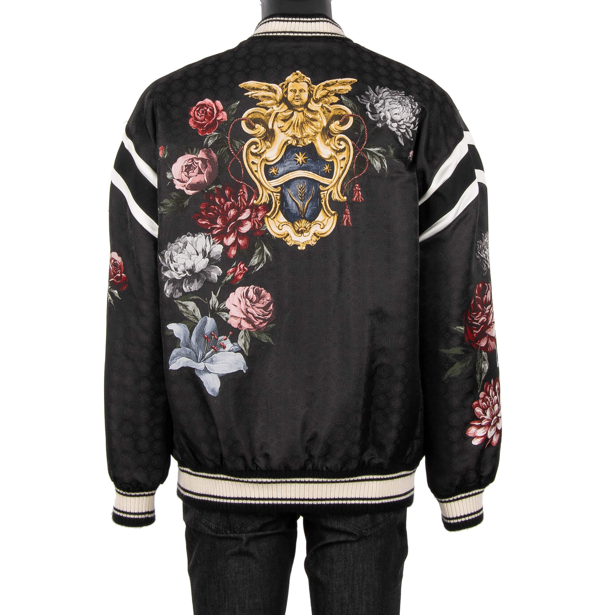 Dolce & Gabbana Baroque Printed Wide Cut Bomber Jacket with Angels and ...