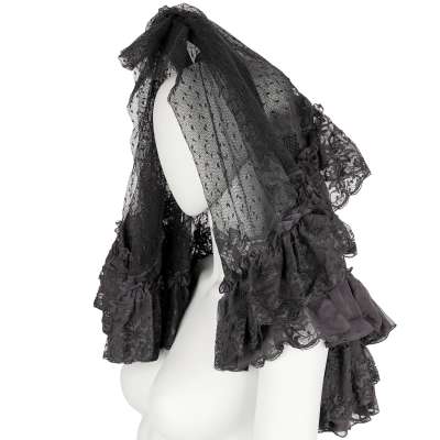 Sicily Veil Silk Double Hairband Black