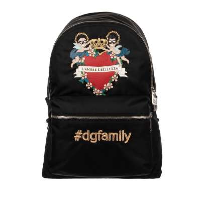 Heart, Angels and Crown Embellished Backpack L'Amore e Bellezza Black-Copy
