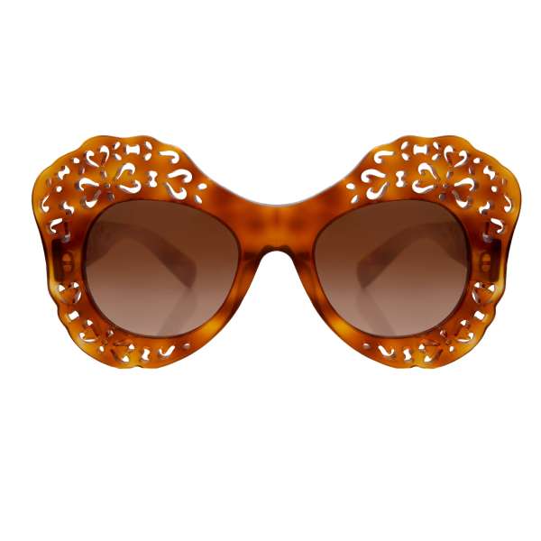 Dekorative Sonnenbrille DG 4321 mit Leoparden Muster und DG Logo in hell braun von DOLCE & GABBANA