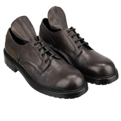 DG Logo Leather Derby Shoes BERNINI Gray 44 UK 10 US 11