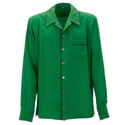 Silk Shirt Green Black 40