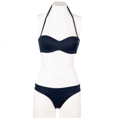 Gefütterter Bandeau Bikini mit Logo Tief Blau