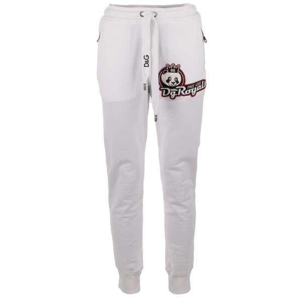 Sweatpants / Jogger Trousers DG ROYALS with Panda stickers, elastic waist and zipped pockets by DOLCE & GABBANA