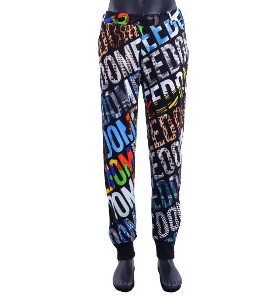 Sport Fleece Cotton Pants with "Freedom" Print by MOSCHINO First Line