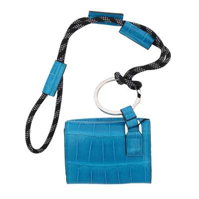 DG Logo Crocodile Leather Bag Etui Wallet Purse Blue