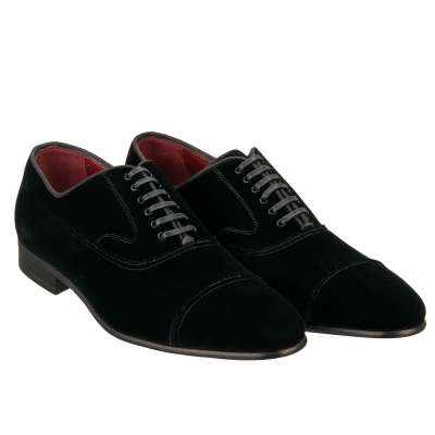 VENEZIA Classic Velvet Leather Derby Shoes Black 39.5 UK 5.5 US 6.5