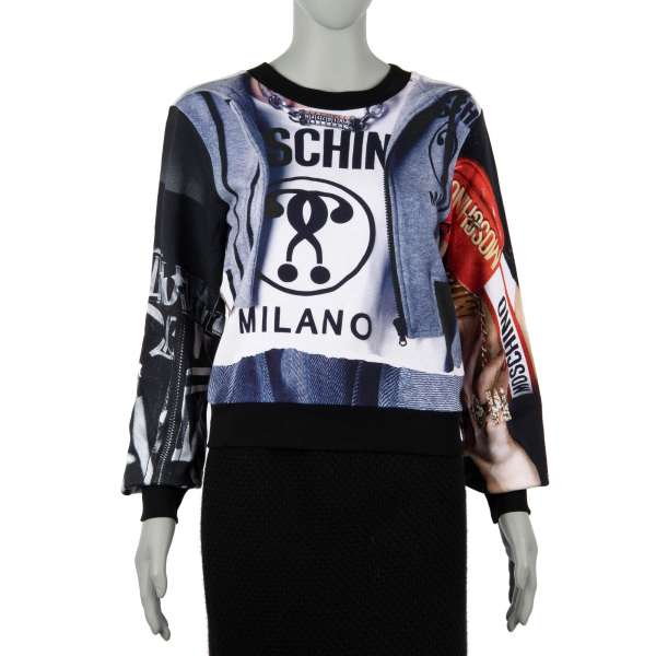 Pullover / Sweatshirt mit Moschino Milano Logo und Foto Prints aus Baumwolle von MOSCHINO COUTURE