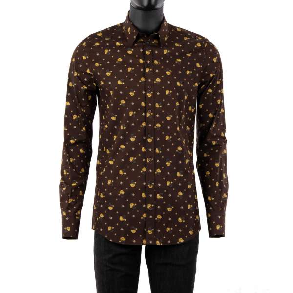 Roses printed shirt with short collar and cuffs by DOLCE & GABBANA - SICILIA Line