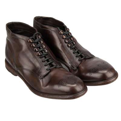 Leder Stiefel Stiefeletten Boots Schuhe MICHELANGELO Braun 44 UK 10 US 11