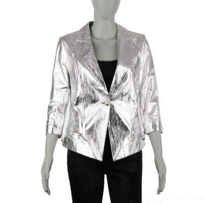 COUTURE Leather Jacket ROSE DIAMOND Silver M