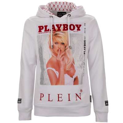 Victoria Silvstedt Printed Hoodie Sweater with Crystals and Logo White