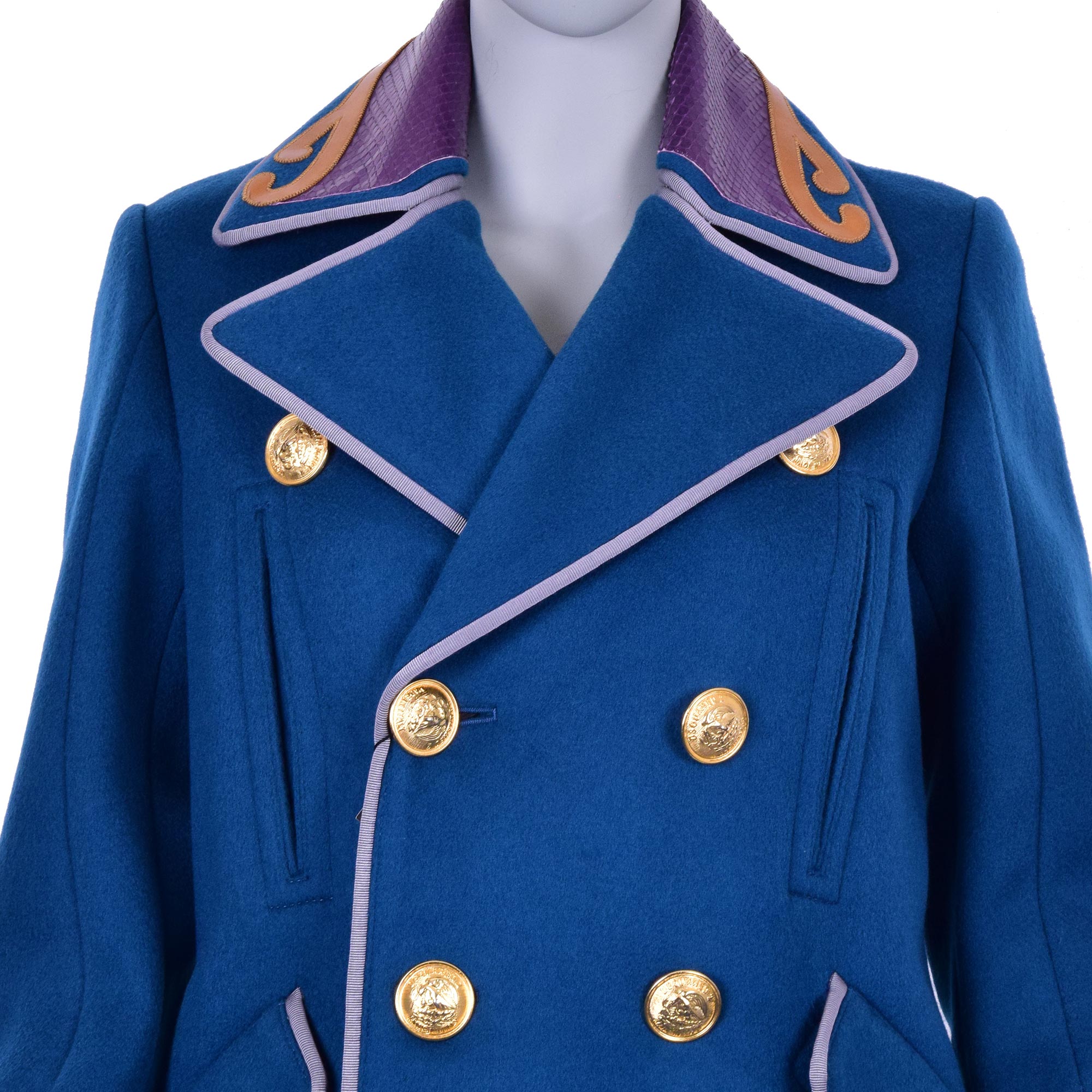 Dsquared2 Zweireihiger Royal Military Mantel Blau Lila FASHION ROOMS