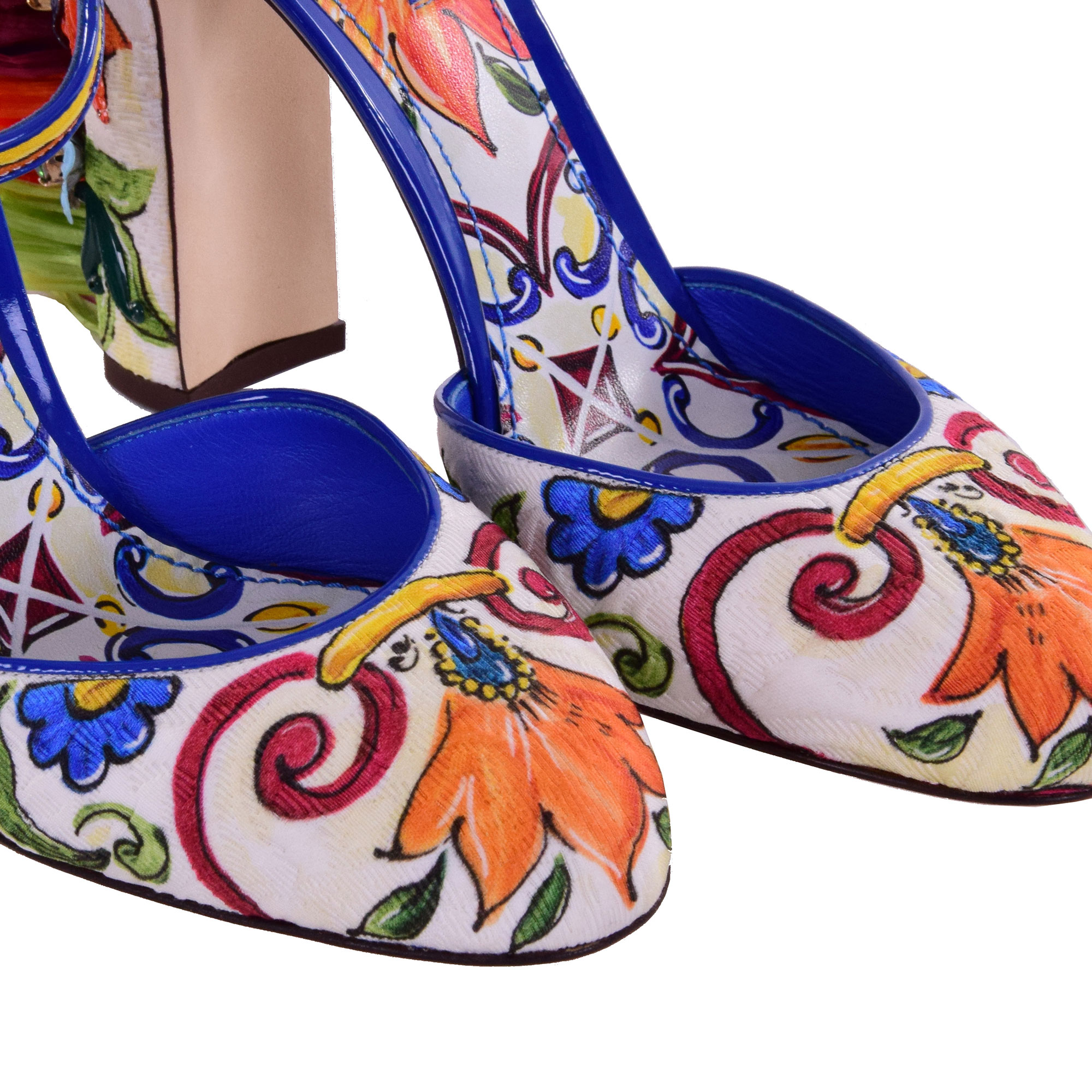 Dolce Gabbana Majolica Pumps VALLY White Blue Orange FASHION ROOMS