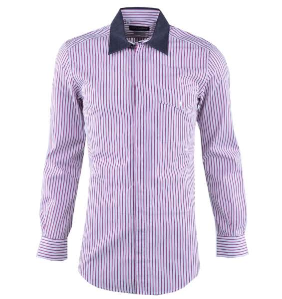 Striped cotton Shirt SICILIA with contrast collar by DOLCE & GABBANA