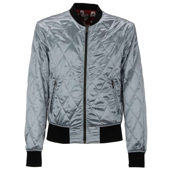 Quilted nylon bomber jacket with knitted details, zip closure and zip pockets by DOLCE & GABBANA