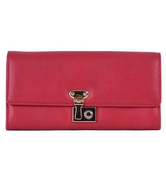 Long nappa leather continental wallet with french flap closure and logo detail by DOLCE & GABBANA Black Label