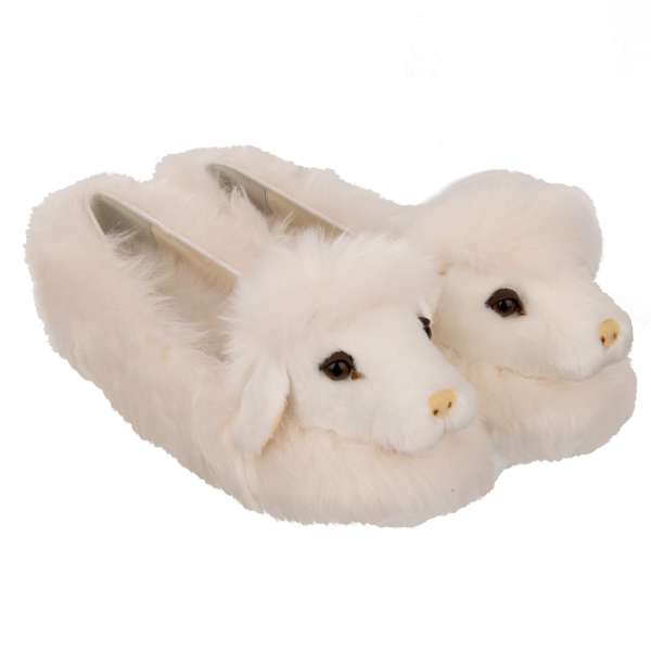 Eco faux fur Sheep Toy Flats VALLY in white by DOLCE & GABBANA