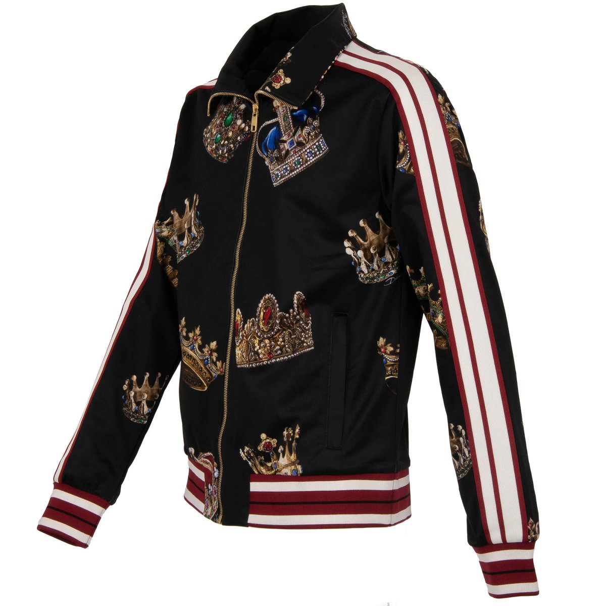 【公式ショップ】 Dolce & Gabbana Baroque Crown King Jacket Striped Knit Black ジャケット・アウター