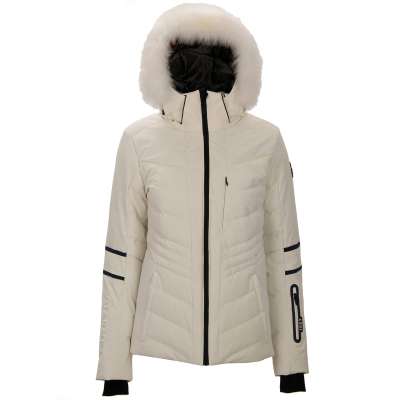 ARENSKY Ente Feder Ski Jacke mit Pelz Kapuze Weiß M 