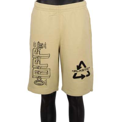 Virgil Abloh Universal Key Embroidered Sweatshorts Beige Black XL