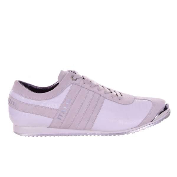 Exclusive Tejus lizard and suede sneakers ITALIA with logo print by DOLCE & GABBANA Black Label 
