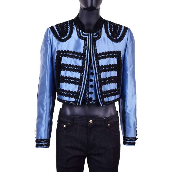 Embroidered Spanisch torero style jacket with vest made of velour & silk by DOLCE & GABBANA Black Line