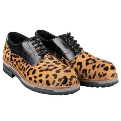 Leopard Print Schuhe BAGHERIA aus Pelz und Leder Braun Schwarz