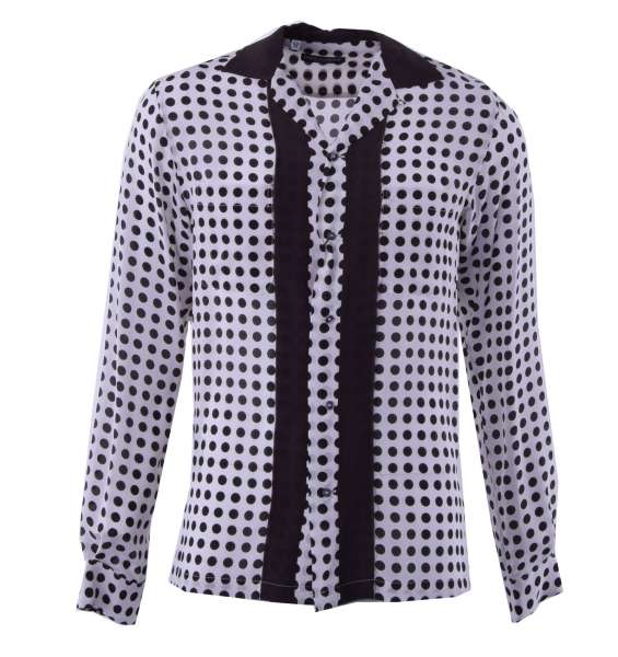 Silk Shirt Model "RIVIERA" with Polka Dots Print by DOLCE & GABBANA Black Label