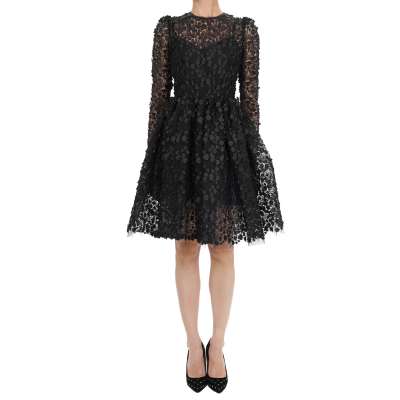 Runway Blume Spitze Kleid Seide Unterkleid Schwarz IT 40 US 6 DE 36 Runway Blume Spitze Kleid Seide Unterkleid Schwarz IT 40 US 6 DE 36