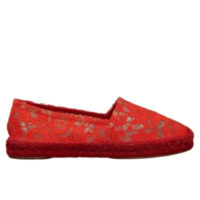 Light Floral Lace Espadrilles Red 36