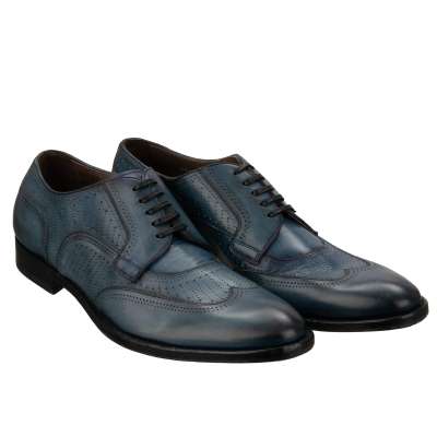 NAPOLI Classic Leather Derby Shoes Blue 40 UK 6 US 7