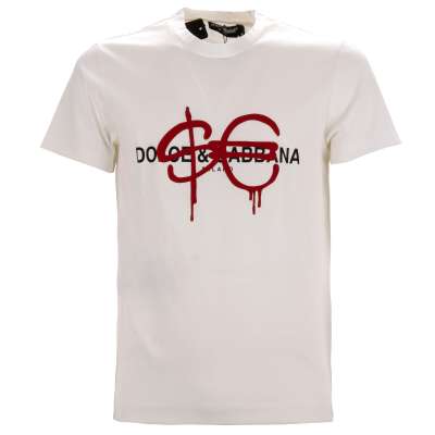 DG Logo Sfera Ebbasta Dollar Euro Cotton T-Shirt White XS