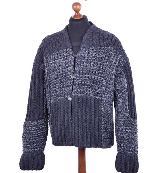 Knitted Virgin Wool Oversize Cardigan in Knight Style by DOLCE & GABBANA Black Label