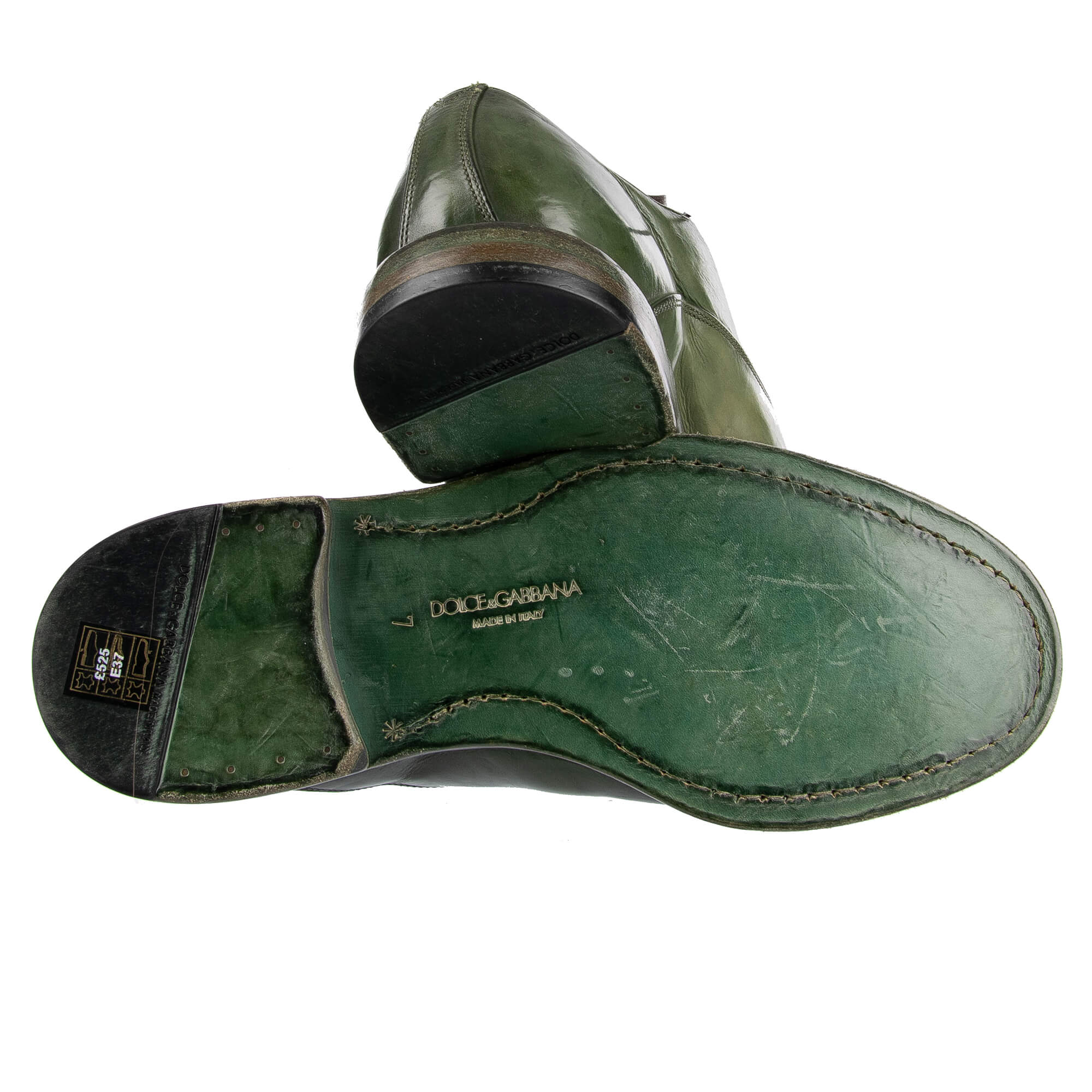 Dolce & Gabbana vintage look usado derby brogue Zapatos Cuero Marsala verde 08601