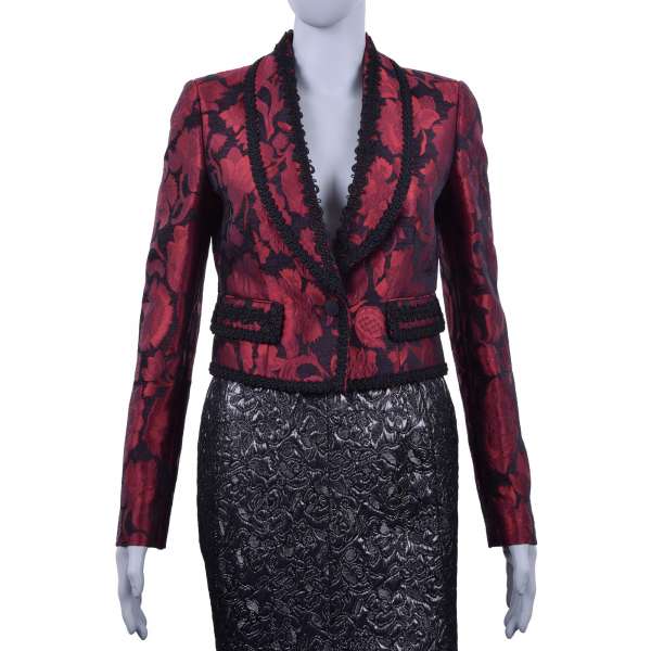 Blazer / Jacke aus Viskose Brokat im spanischen Torero-Stil mit Stickerei von DOLCE & GABBANA Black Label