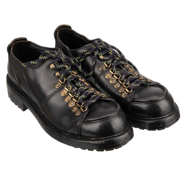 Trekking Stil Derby Shoes BERNINI made of horse leather with lace in black by DOLCE & GABBANA