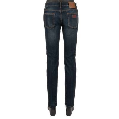 5-Pockets Jeans SKINNY with Leather Logo Plate Blue 46 30 S