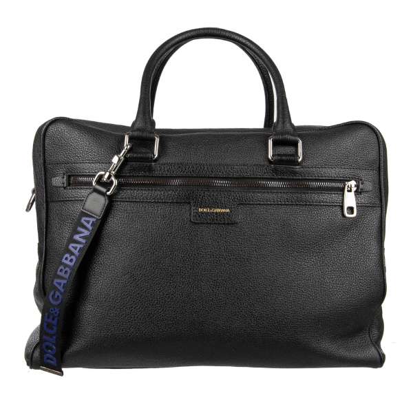 Busines Tasche / Reisetasche aus Kalbsleder mit zwei separaten Fächern, doppeltem Tragegriff, verstellbarem Gurt und Logo Anhänger von DOLCE & GABBANA