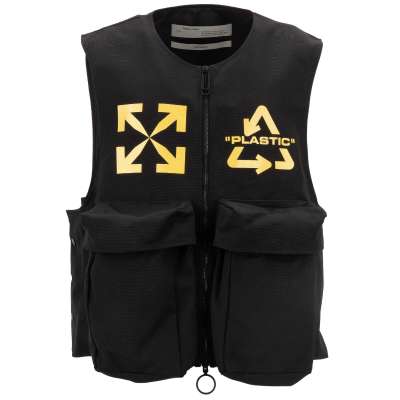 Virgil Abloh Skydive Utility Vest with Prints and Pockets Black L