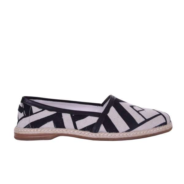 Striped linen and cotton canvas Espadrilles MONDELLO with Logo by DOLCE & GABBANA