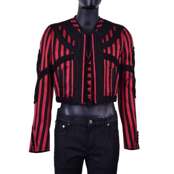 Kurze Jacke mit Weste aus Seide und Baumwolle im Spanischen Torero-Stil, gestreift von DOLCE & GABBANA Black Label