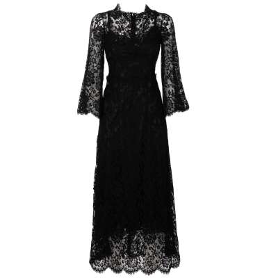 Floral Lace Maxi Dress Black 38 XS