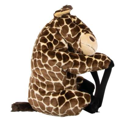 Unisex Faux Fur Plush Toy Giraffe Backpack Bag Brown Beige