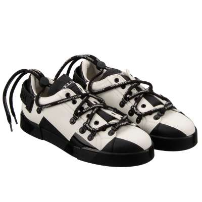 DG Logo Low-Top Leather Sneaker PORTOFINO White Black 43 US 10