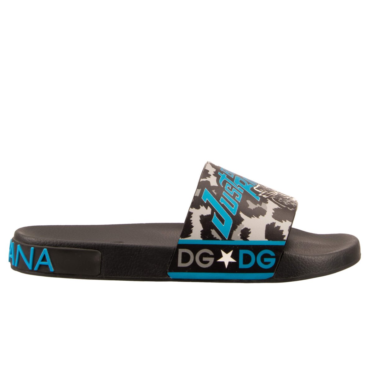 Dolce Gabbana Leopard Royals Slides Sandals Black Blue 44 UK 10 FASHION ROOMS