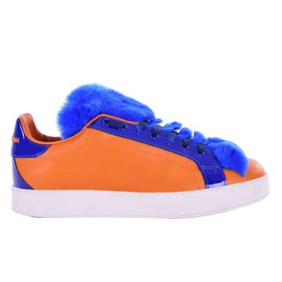 Fur and Leather Sneaker PORTOFINO Orange Blue