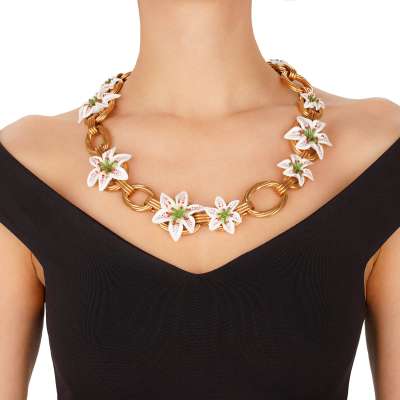 Lily Pearl Necklace Belt Chain Gold Pink White
