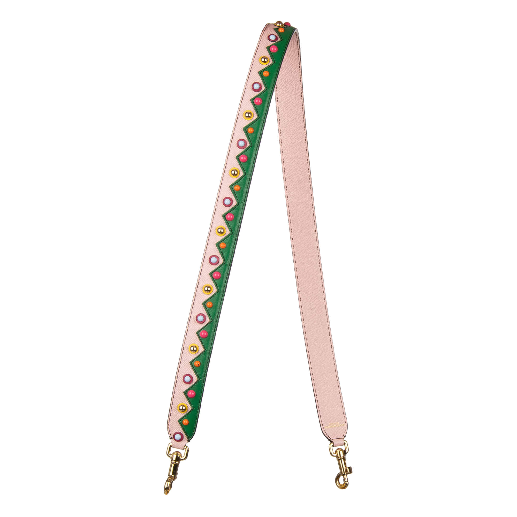 World Record Guinness Book number missile Dolce & Gabbana Studded Leather Bag Strap Handle Pink Green Gold | FASHION  ROOMS