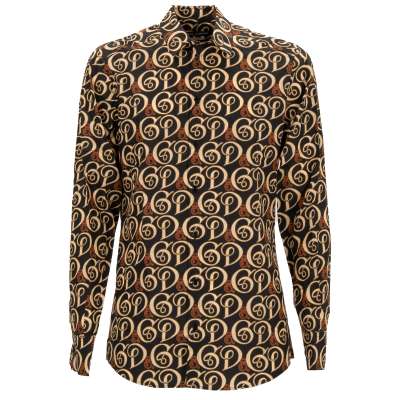 DG Logo Cotton Shirt GOLD Black Beige